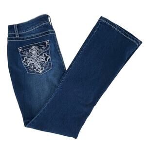 Cato Premium Stretch Denim Bling Pocket Blue Jeans Classic Size 12 Medium Wash